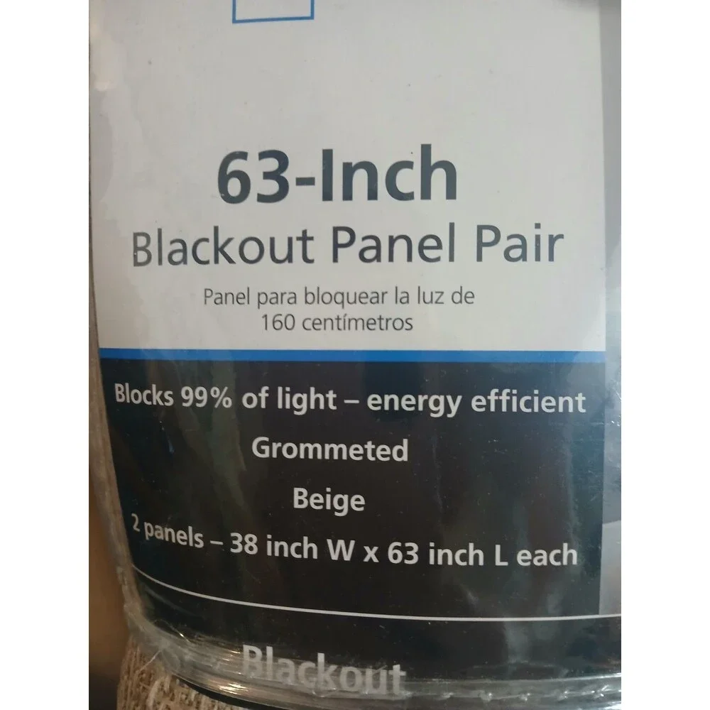 Mainstays Blackout Beige Grommeted 63-inch 2 Panel Pair Energy Efficient New
